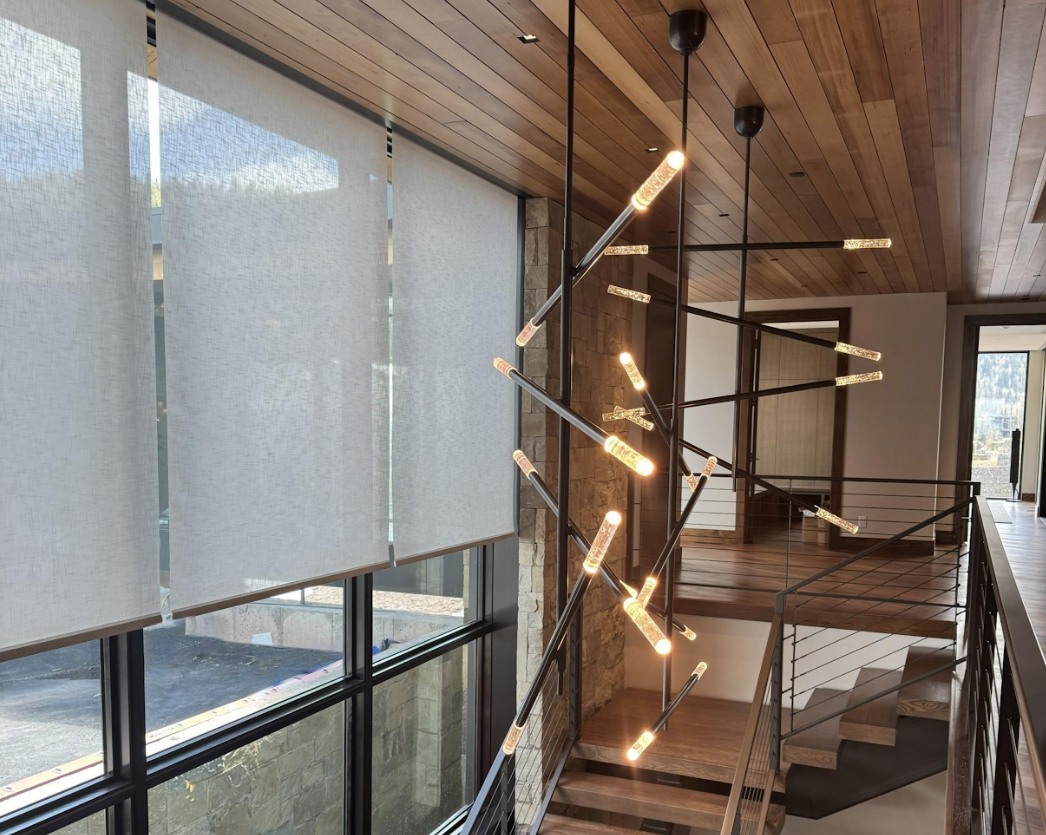 Automatic window shades installed into a Salt Lake City home.