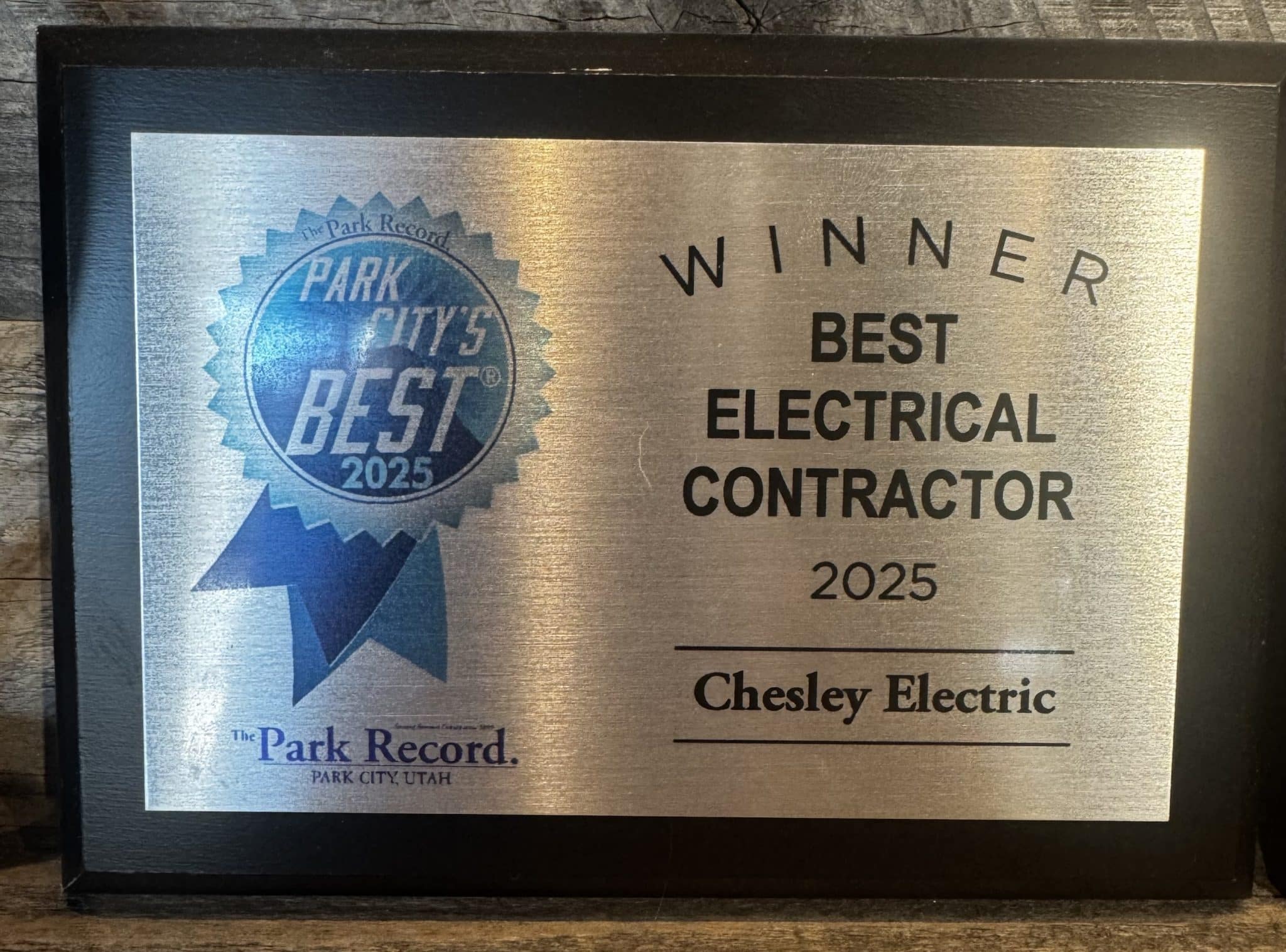 Park City's Best, best electrical contractor 2025 award